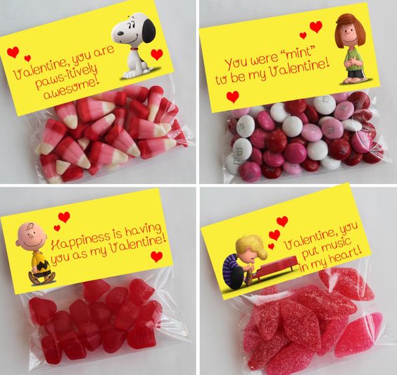 Charlie brown Valentines day treat toppers