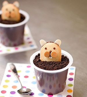 Groundhog Day pudding cups