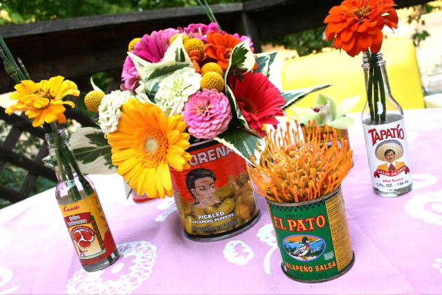 Cinco de mayo tin can centerpieces