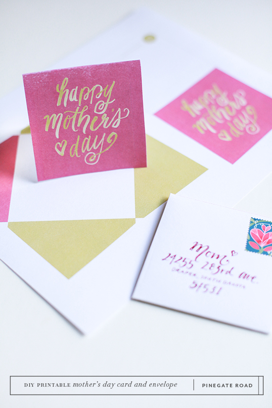 Mothers Day card and envelope printable