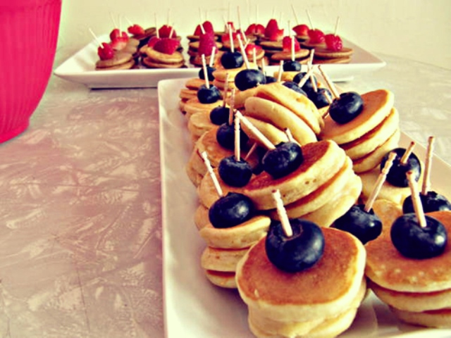 Cute Mini Pancake skewers for a brunch