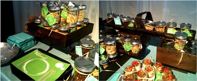 Cute cereal bar with mason jars full of cereal!