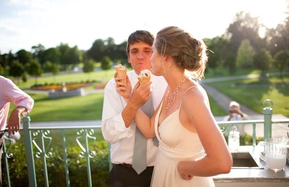 Ice Cream Wedding Cuteness. First Bite for The Bride and Groom