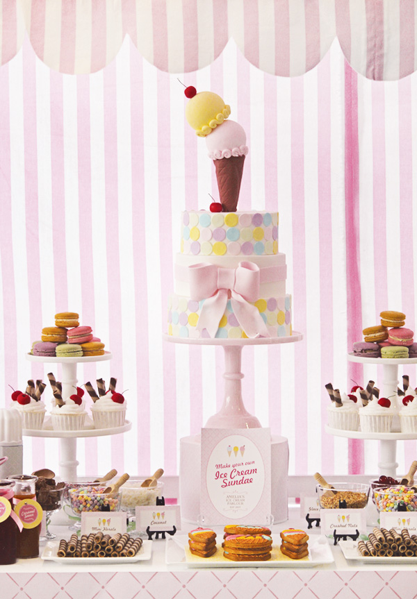 Pink themed and super cute ice cream party