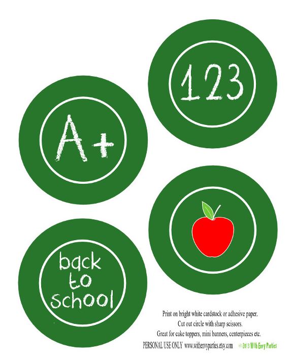 Free Cupcake Topper Printables for Back to School