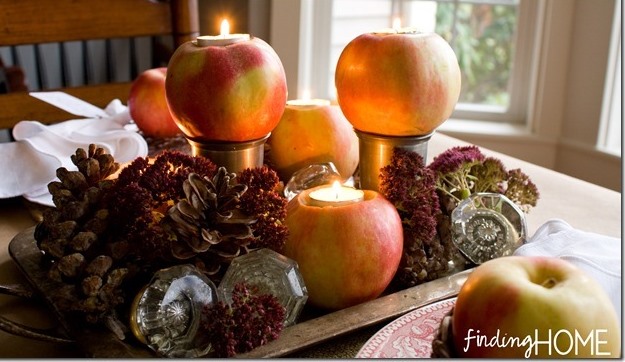 Apple Candle Fall Centerpiece Tablescape