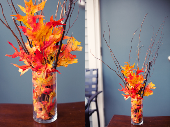 DIY Fall Centerpiece with Leaves