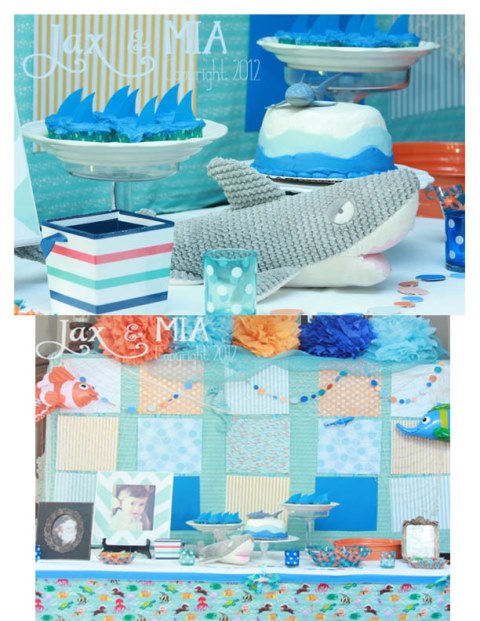 Love this light and airy shark themed party