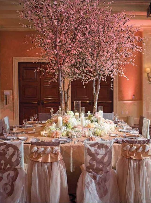 Lovely Spring Tablescape With Blossoming Tree Centerpiece