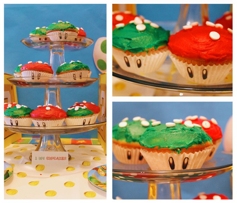 Mario Birthday Party Mushroom Cupcakes-B. Lovely Events