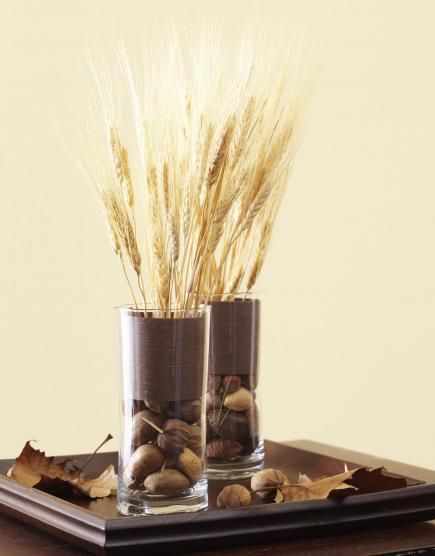 Nuts and wheat for fall decor