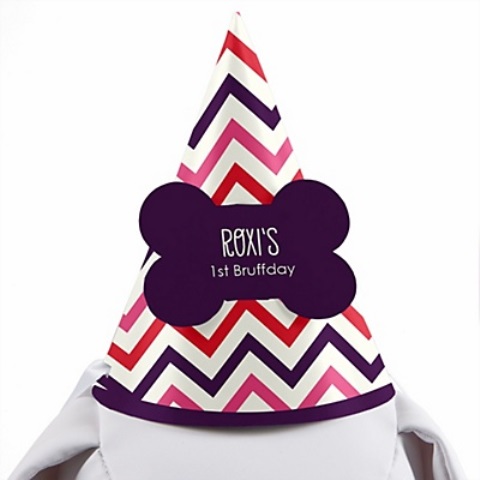 Pink and Purple Chevron Dog Birthday Party Hat