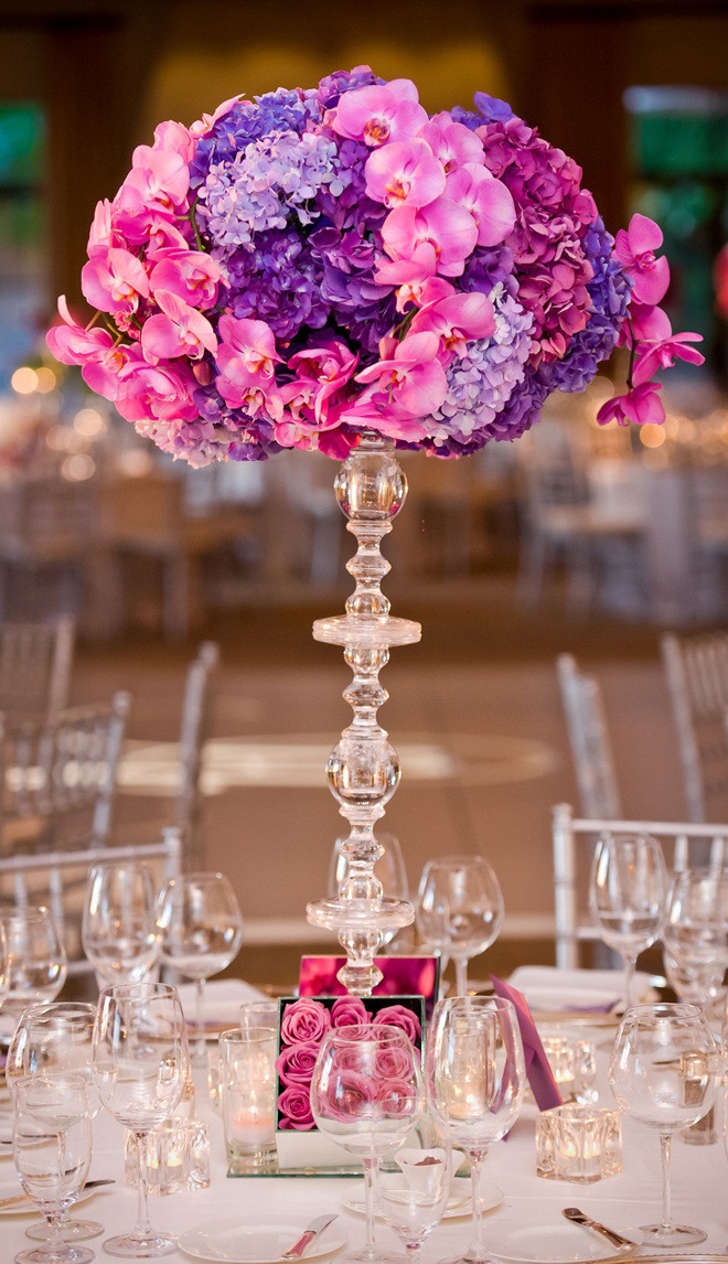 Tall acrylic modern vase for a wedding centerpiece
