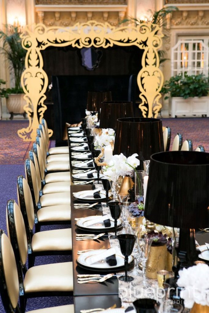 black and gold elegant tablescape