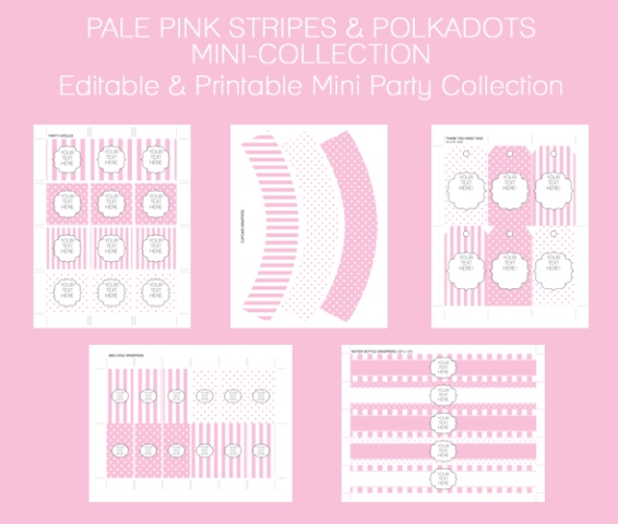 pale pink baby shower free printable set