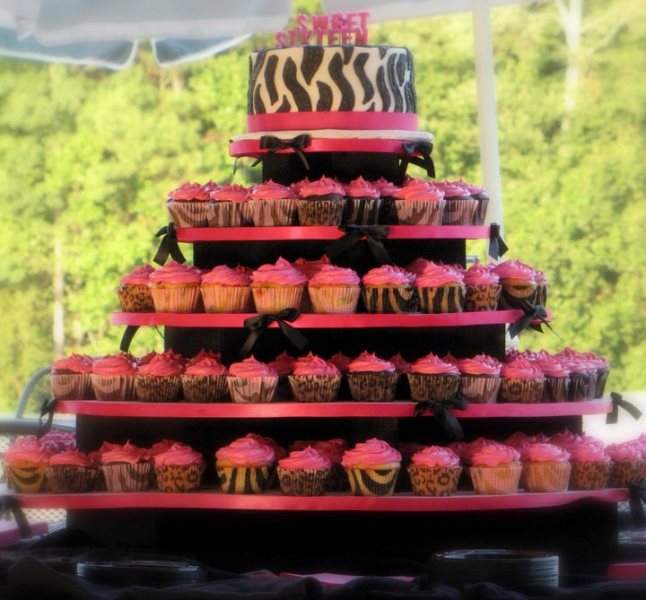 Sweet 16 Zebra Print Cupcakes and Cakes!