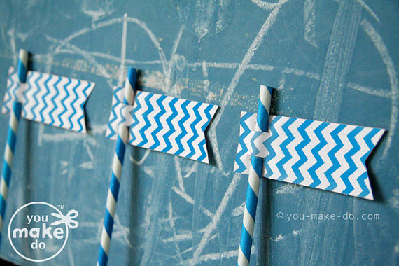Blue Party Straws