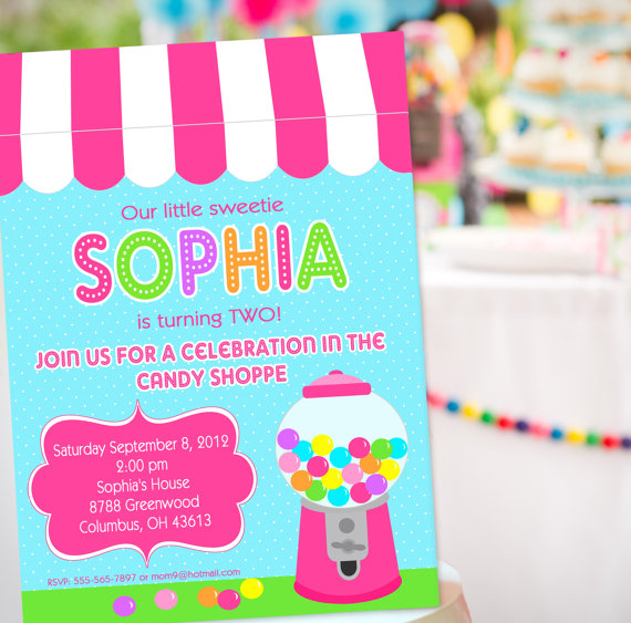 Candy Shoppe Candy Party Invitations