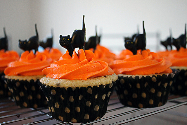 Halloween Cupcakes With Black cats