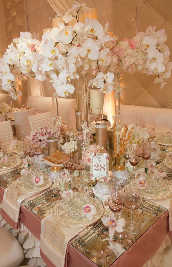 Pink and Champagne Wedding Tablescape
