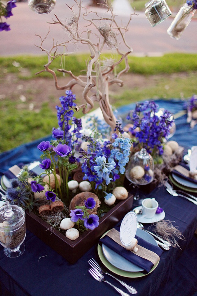 Purple And Blue Wedding Tablescape