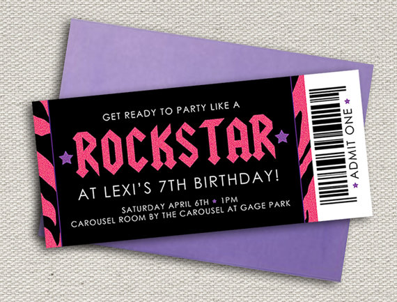 Rockstar party ticket invitation