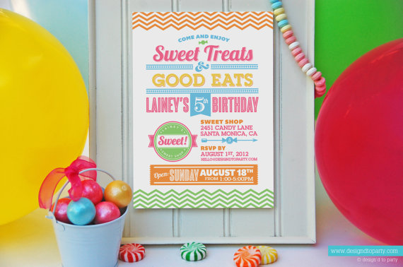 Sweet Shop Candy Party Invitations