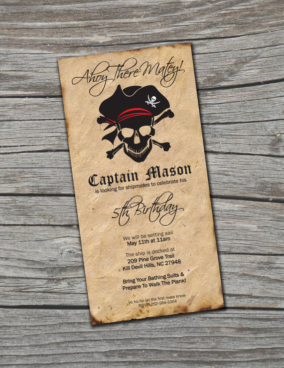 love this vintage looking pirate invitation
