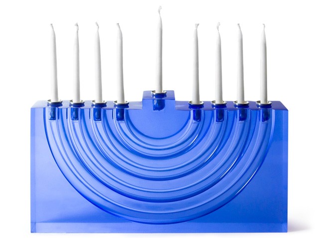All clear blue menorah for Hanukkah
