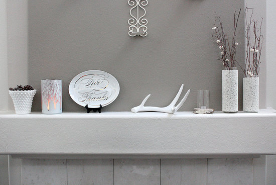 Modern white and gold Thanksgiving Mantel