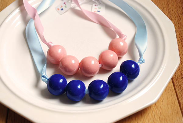 Pink and blue gumball necklaces