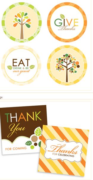 Round and Square tag free Thanksgiving printables