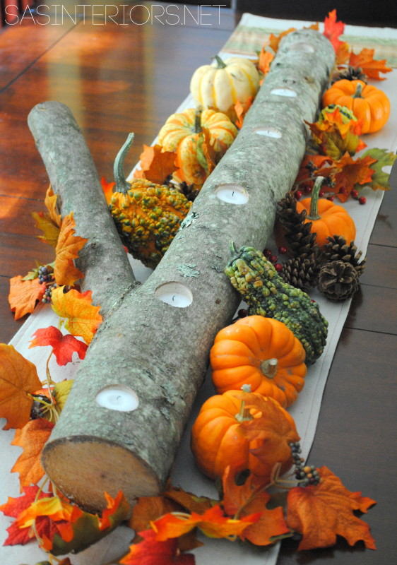 Thanksgiving Centerpiece made out of a log!