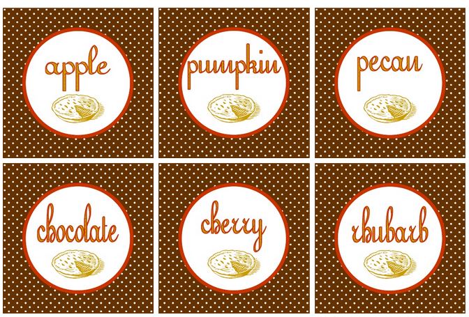 free pie lable printables for Thanksgiving