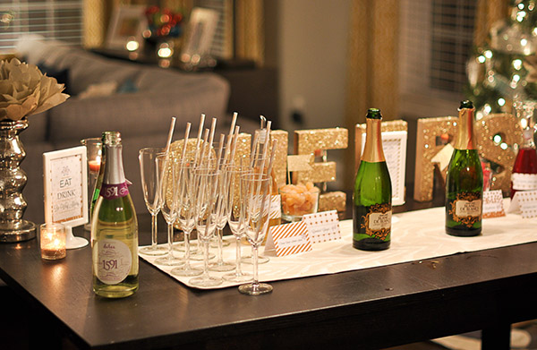 Gold and glittery champagne bar