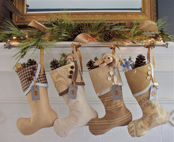 Modern Brown Christmas Stockings