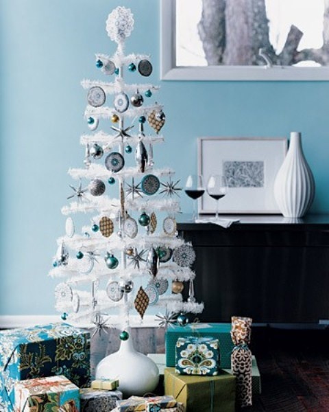 Modern silver and whtie Christmas Tree