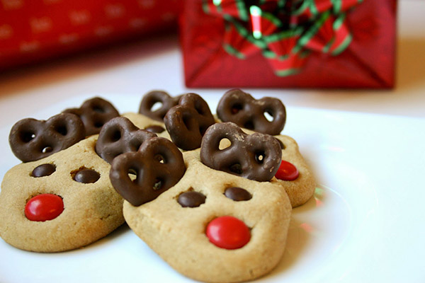 Peanut butter Reindeer cookies with Chocolate ears-perfect right!