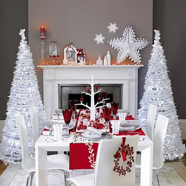 White and Red Christmas Tablescape