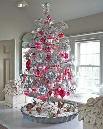 modern pink and silver chirstmas tree