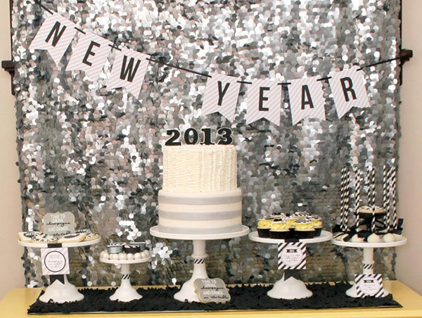 Black and White sparkly New years party