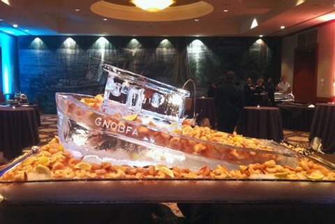 Cute ice sculpture shrimp boat!