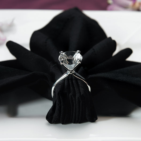 Diamond engagment ring napkin holders for an engagement party