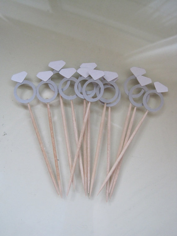 Diamond ring toothpicks for an engagement party