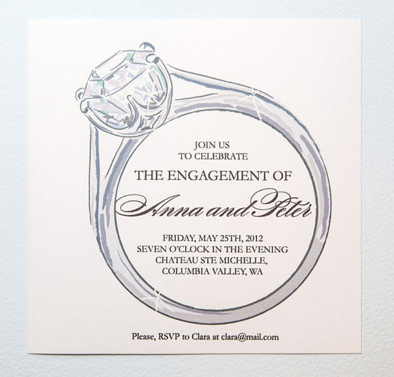Engagement party invitation with big diamond ring!