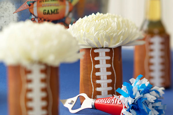 Love these easy football centerpieces