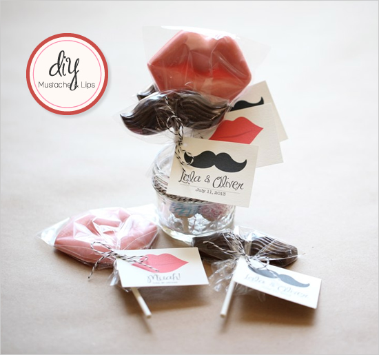 Mustache and lips favors