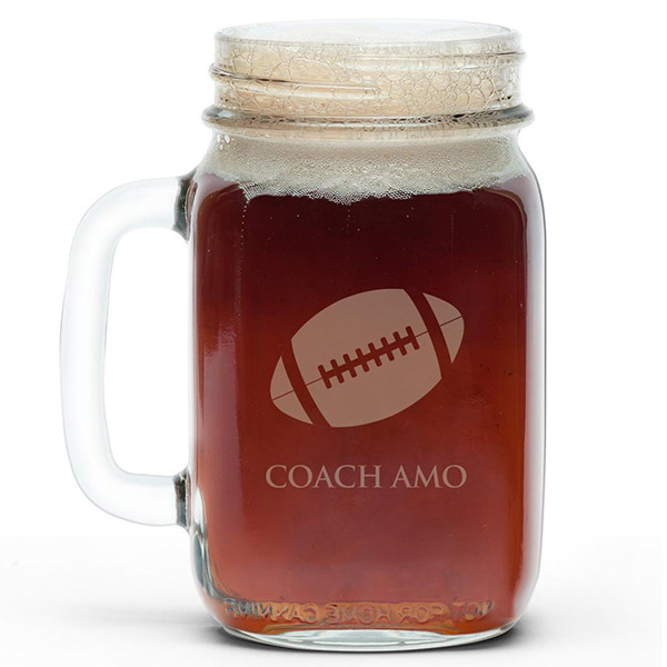 Personalize football mason jars for super bowl!