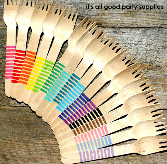 Striped party forks