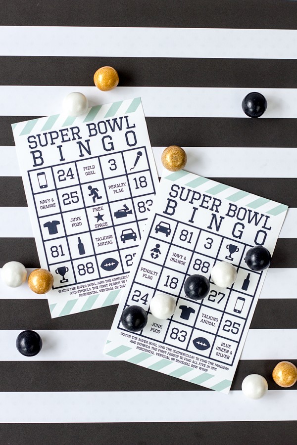 Super bowl games bingo